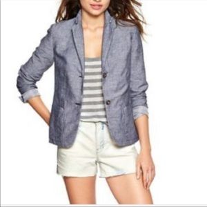 Gap chambray linen cotton blend blazer jacket size 12 EUC
